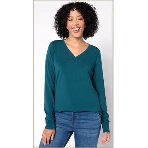 Belle by Kim Gravel TripleLuxe Knit Tops Teal Size 1X A520295